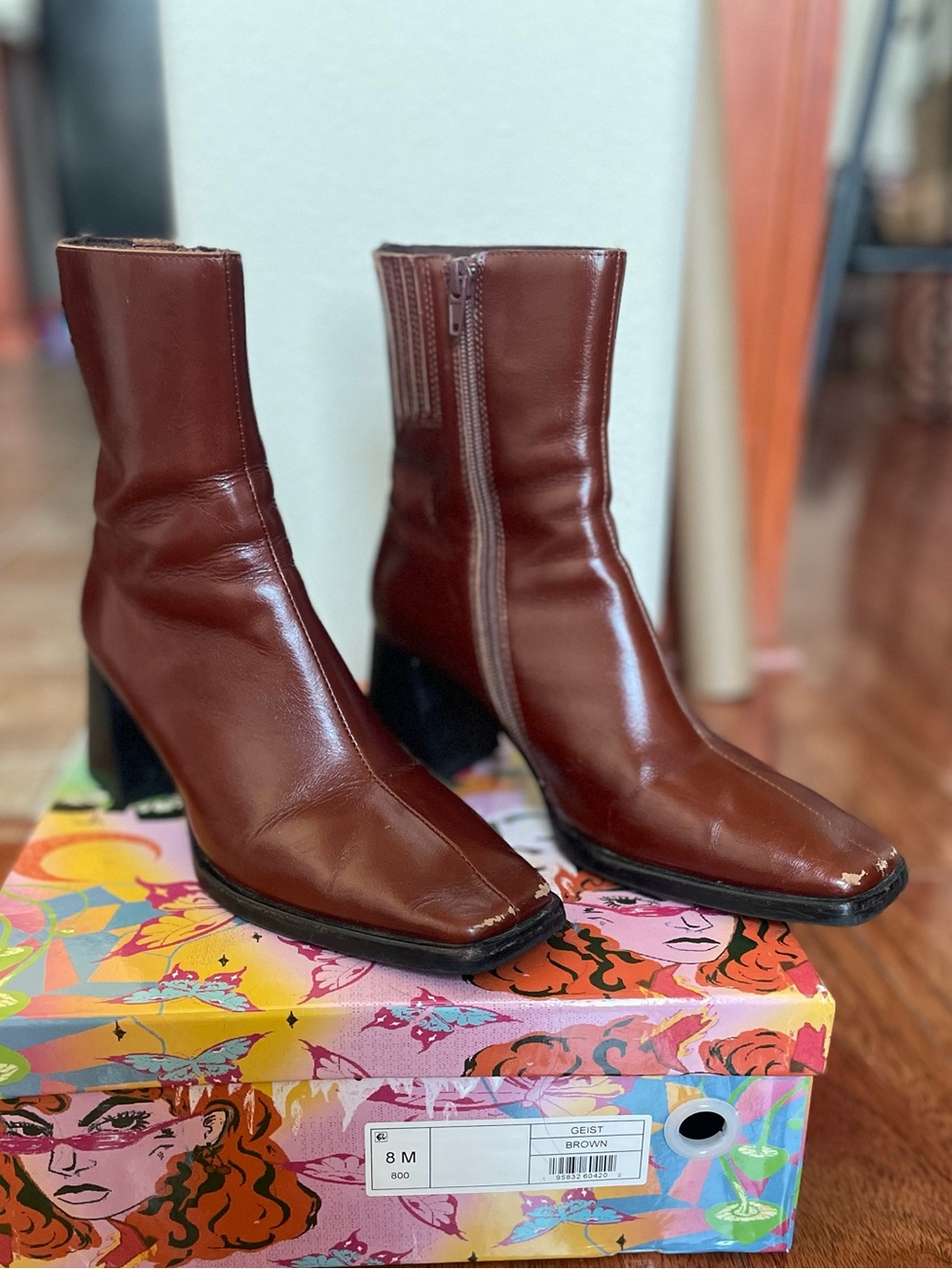 Jeffrey Campbell Burgandy/Brown Geist Mid Calf Boots - Picture 5 of 8